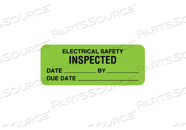 LABEL, ELECTRICAL EQUIPMENT SAFETY, FLUORESCENT PAPER, FLUORESCENT GREEN, 2-1/4 IN X 7/8 IN, PERMANENT ADHESIVE by United Ad Label