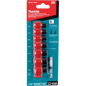 IMPACT XPS IMPACT SOCKET SET W/ STD SOCKET ADAPTER, 8 PC, 1/4" DRIVE, 6PT, METRIC by Makita IMPACT XPS IMPACT SOCKET SET W/ STD SOCKET ADAPTER, 8 PC, 1/4" DRIVE, 6PT, METRIC by Makita