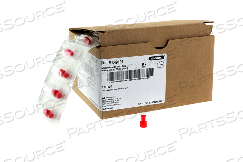 CAP, DUAL FUNCTION, MEDFUSION®, RED, LUER LOCK LOCK TYPE, MALE/FEMALE LL PORT TYPE, DISPOSABLE, WITH RECESSED MALE by Smiths Medical