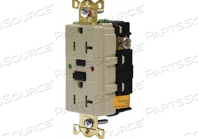 GFCI RECEPTACLE 20A 125VAC 5-20R IVORY by Hubbell Incorporated, Wiring Device-Kellums
