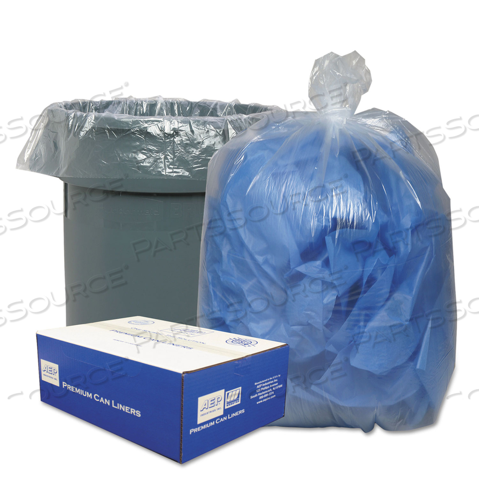 LINEAR LOW-DENSITY CAN LINERS, 56 GAL, 0.9 MIL, 43" X 47", CLEAR, 10 BAGS/ROLL by Classic Clear