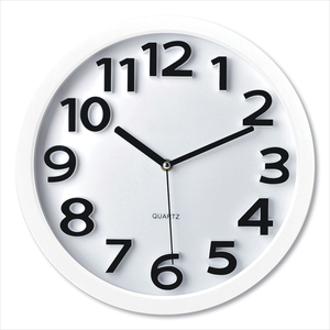 WALL CLOCK WITH RAISED NUMERALS AND SILENT SWEEP DIAL, 13' OVERALL DIAMETER, WHITE CASE, WHITE FACE, 1 AA (SOLD SEPARATELY) by Victory Light