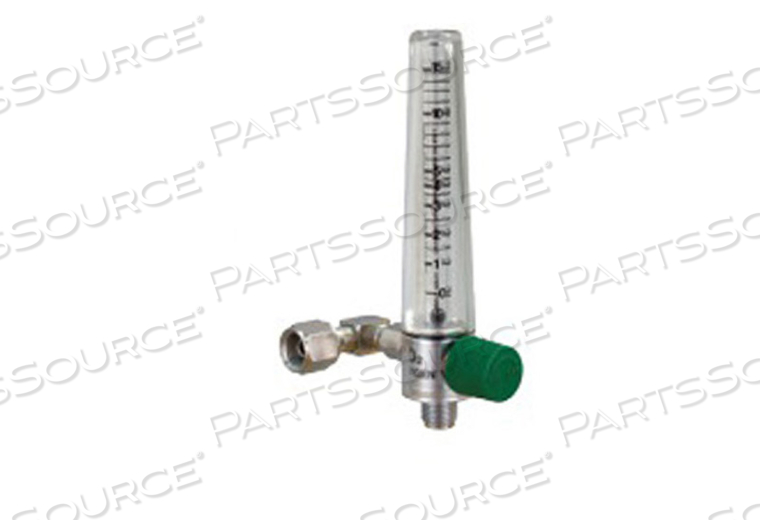 DIAL OXYGEN FLOWMETER, 0 TO 15 LPM FLOW, DISS FEMALE HEX NUT, 50 PSI, 0.5, 1, 2, 3, 4, 5, 6, 8, 10, 15 FLUSH GRADUATION, +/-10%, 70 DEG F 