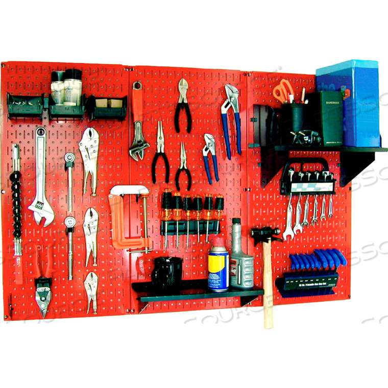 PEGBOARD STANDARD TOOL STORAGE KIT, RED/BLACK, 48" X 32" X 9" by Wall Control Pegboard
