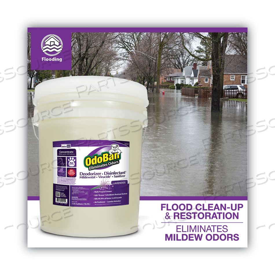 CONCENTRATED ODOR ELIMINATOR AND DISINFECTANT, LAVENDER SCENT, 5 GAL PAIL by Odoban