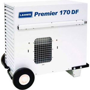 PORTABLE GAS HEATER PREMIER 170 DF, 170K BTU, LPG/NG, THERMOSTAT, HOSE, REGULATOR by L.B. White Co., Inc.