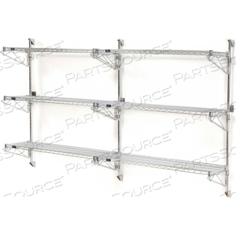 NEXEL CHROME WALL MOUNT WIRE SHELVING 36"W X 14"D X 54"H 3 - SHELF ADD-ON by Approved Vendor