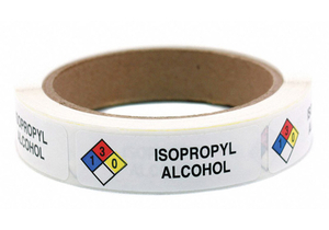 CHEMICAL LABEL ALCOHOL ROLL PK250 by Roll Products