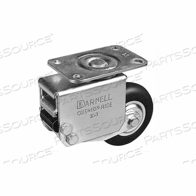 SHOCK ABSORBING SERIES SWIVEL PLATE CASTER NEOPRENE RUBBER 3" DIA. 110 LB. CAP. by Casters.Com