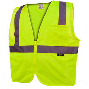 1001 STANDARD CLASS 2 MESH ZIPPER SAFETY VEST, LIME, 2XL by GSS Safety LLC