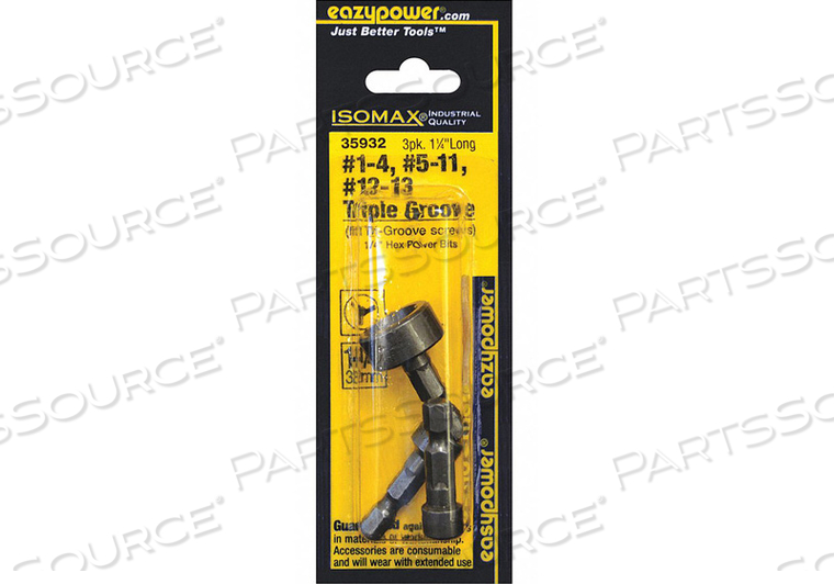 SCREWDRIVER BIT SET 3 PIECES 1/4 SHANK by Eazypower SCREWDRIVER BIT SET 3 PIECES 1/4 SHANK by Eazypower