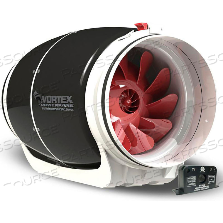 VORTEX POWERFAN 8'' S-LINE IN-LINE DUCT FAN - 711 CFM WITH CURRENT SENSOR KIT 