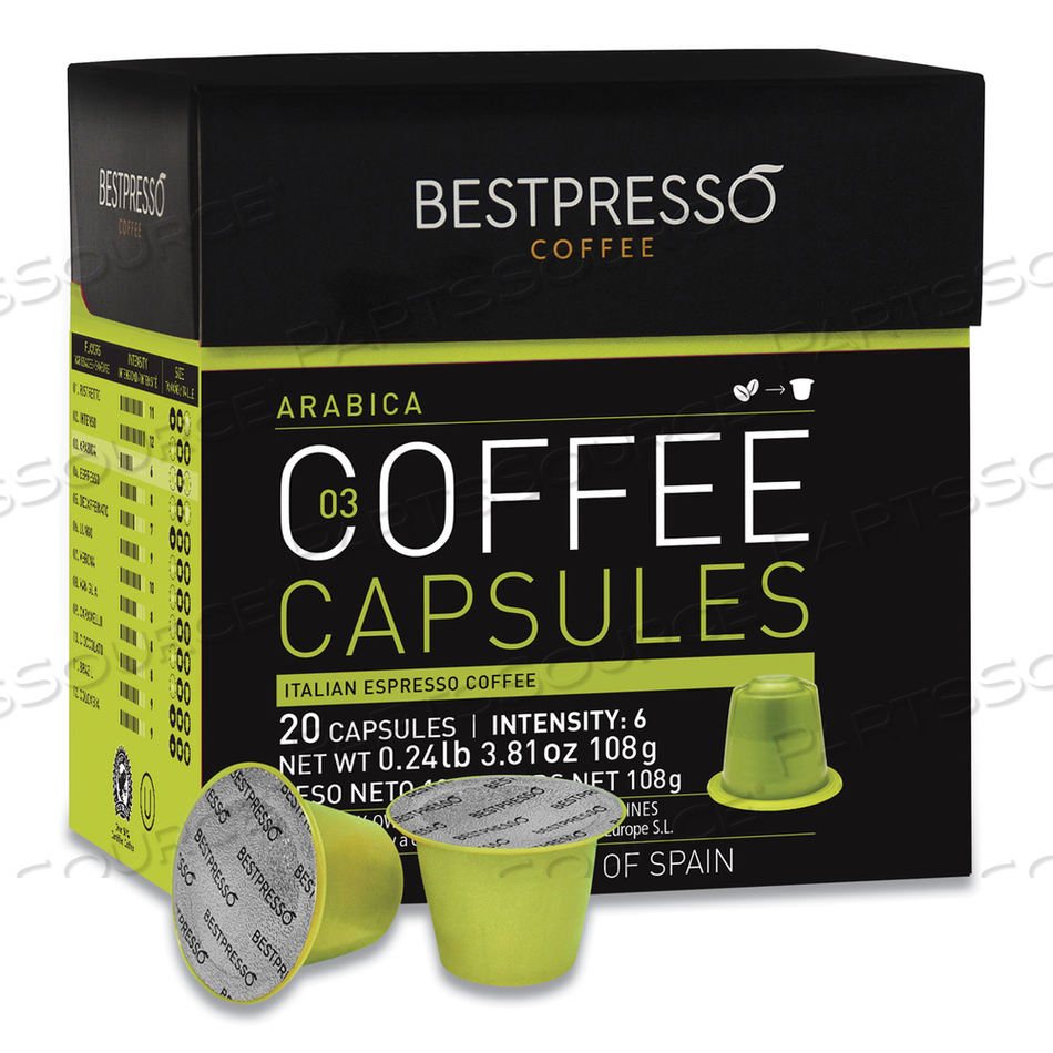 NESPRESSO ARABICA ITALIAN ESPRESSO PODS, INTENSITY: 8, 20/BOX 