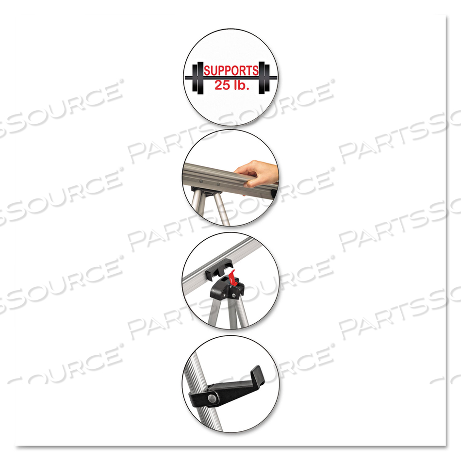 MASTERVISION 3-LEG LIGHTWEIGHT TELESCOPING DISPLAY EASEL, SILVER by MasterVision