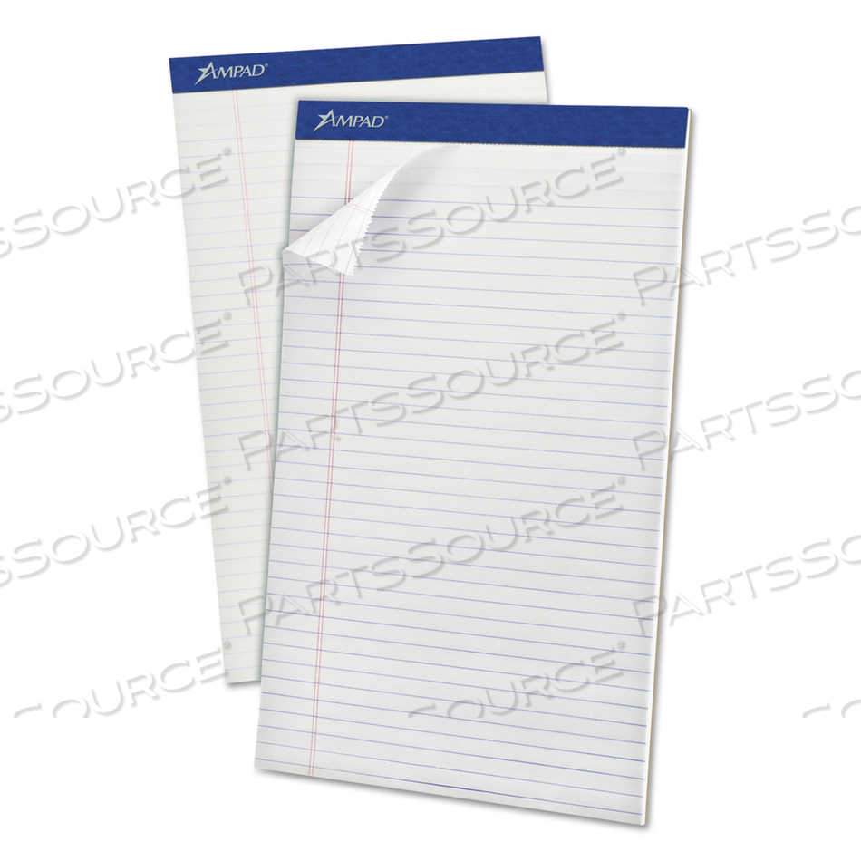 PERFORATED WRITING PADS, WIDE/LEGAL RULE, 50 WHITE 8.5 X 14 SHEETS by Ampad Corporation