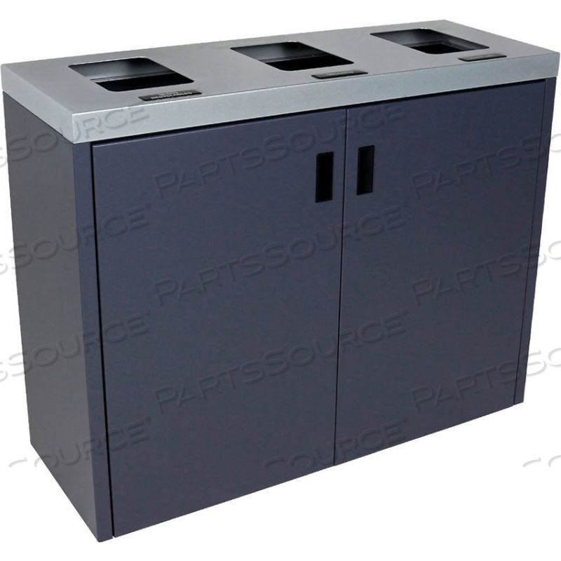 SUMMIT FL TRIPLE - MIXED RECYCLABLES/ORGANICS/WASTE, 45 GALLON - SILVER/GREY by Busch Systems International Inc SUMMIT FL TRIPLE - MIXED RECYCLABLES/ORGANICS/WASTE, 45 GALLON - SILVER/GREY by Busch Systems International Inc