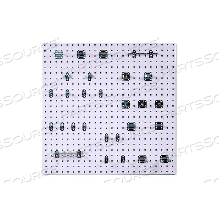 (2) 18 GA WHITE STEEL SQUARE HOLE PEGBOARD W/ (28 PC) LOCHOOK & ROD SET by Triton Products