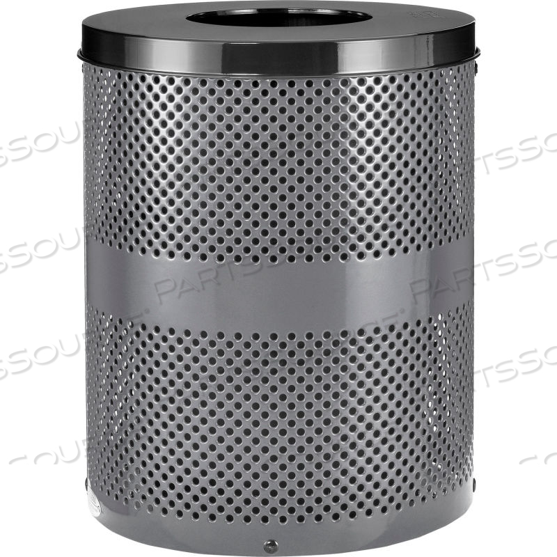 THERMOPLASTIC COATED 32 GALLON PERFORATED RECEPTACLE W/FLAT LID - GRAY by Approved Vendor