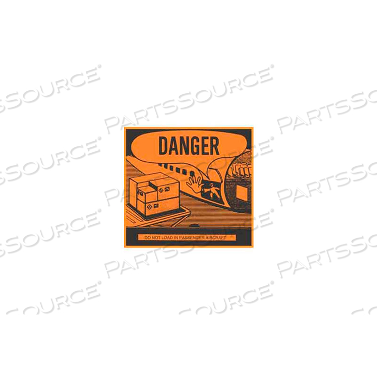 DANGER 4-3/8" X 4-3/4" - FLUORESCENT ORANGE / BLACK by Decker Tape Products