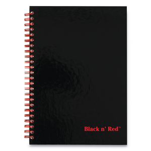 HARDCOVER TWINWIRE NOTEBOOK, SCRIBZEE COMPATIBLE, 1 SUBJECT, WIDE/LEGAL RULE, BLACK COVER, 9.88 X 6.88, 70 SHEETS by Black n' Red