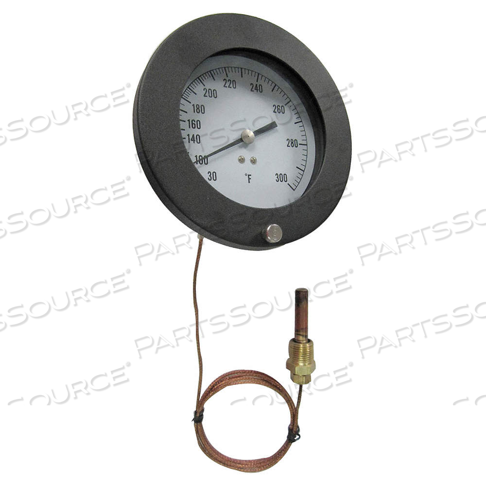 ANALOG PANEL MOUNT THERMOMETER, 30° TO 240°F, 4.5 IN DIAL DIA, 1/2 IN MNPT WITH 5 FT CABLE by Approved Vendor