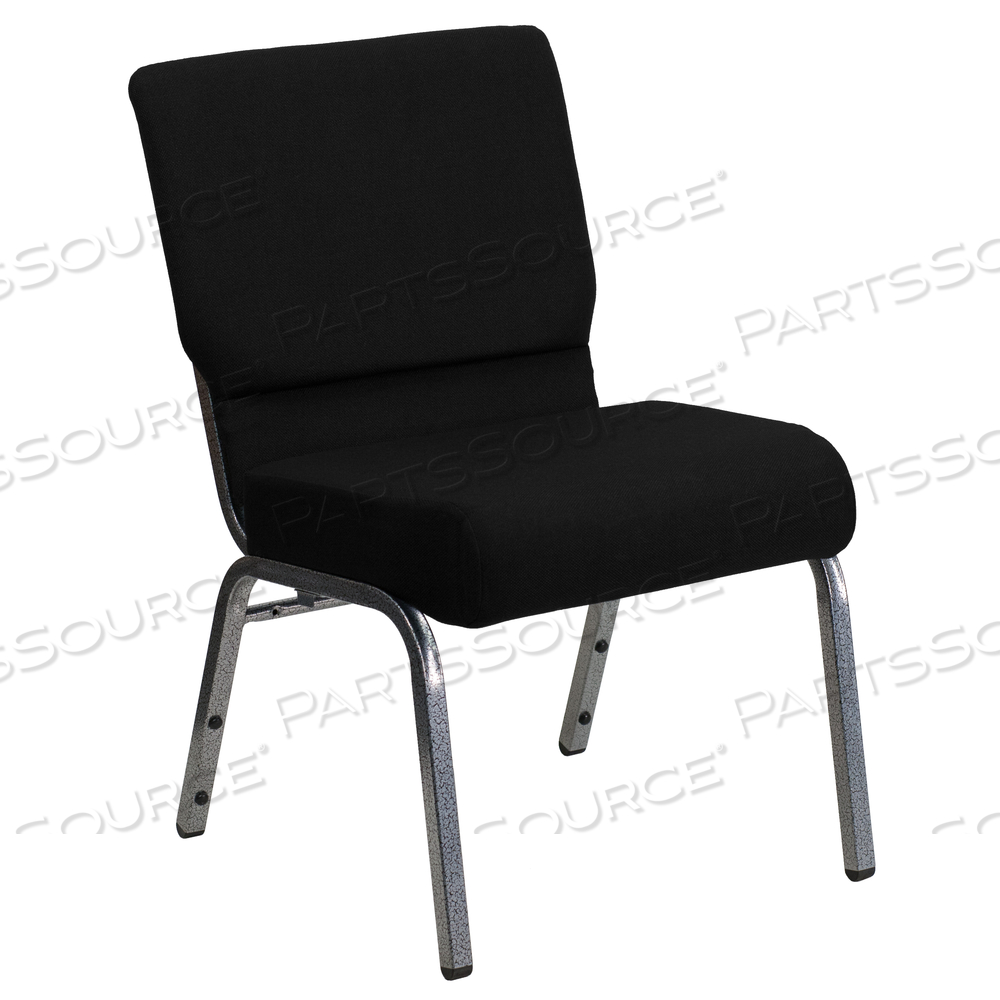 HERCULES SERIES 21''W STACKING CHURCH CHAIR IN BLACK FABRIC - SILVER VEIN FRAME by Flash Furniture HERCULES SERIES 21''W STACKING CHURCH CHAIR IN BLACK FABRIC - SILVER VEIN FRAME by Flash Furniture