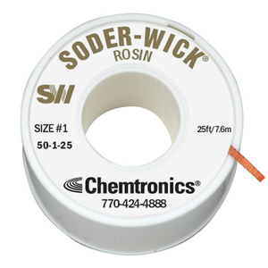 SODER-WICK ROSIN BRAID, COPPER, WHITE, 0.03 IN X 25 FT by Chemtronics