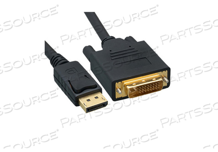 MOLDED ADAPTER CABLE, BLACK, 28 AWG, 7.3 MM DIA, DISPLAY PORT MALE PLUG, PVC JACKET, DVI 25-PIN MALE, 15 FT by CableWholesale