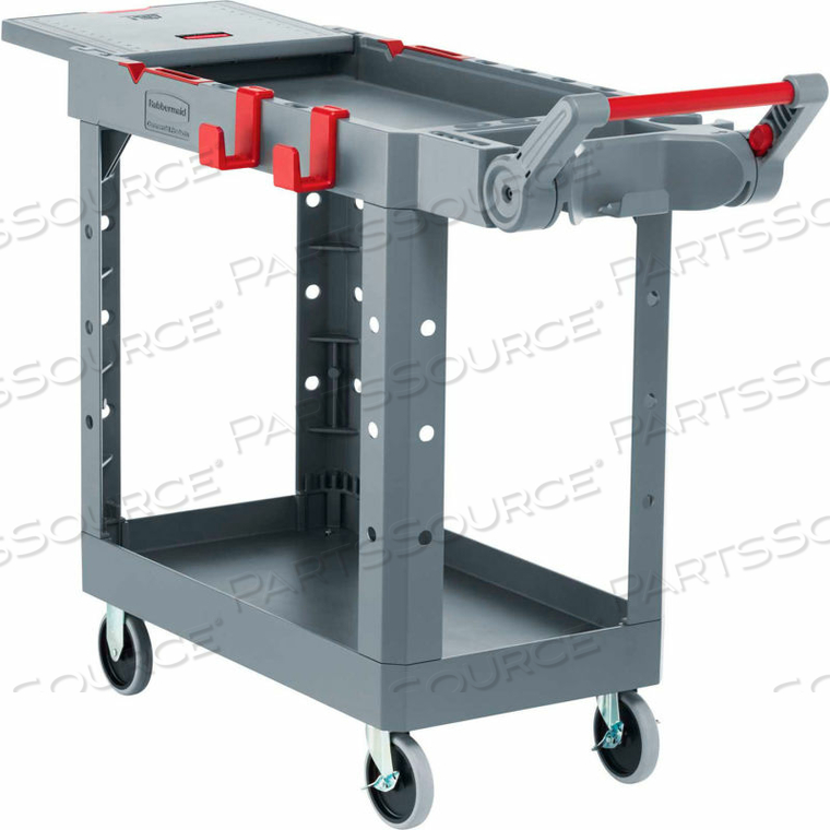 HEAVY DUTY SMALL ADAPTABLE UTILITY CART, 2 SHELF, 46-1/2"LX17-3/4"W, GRAY 