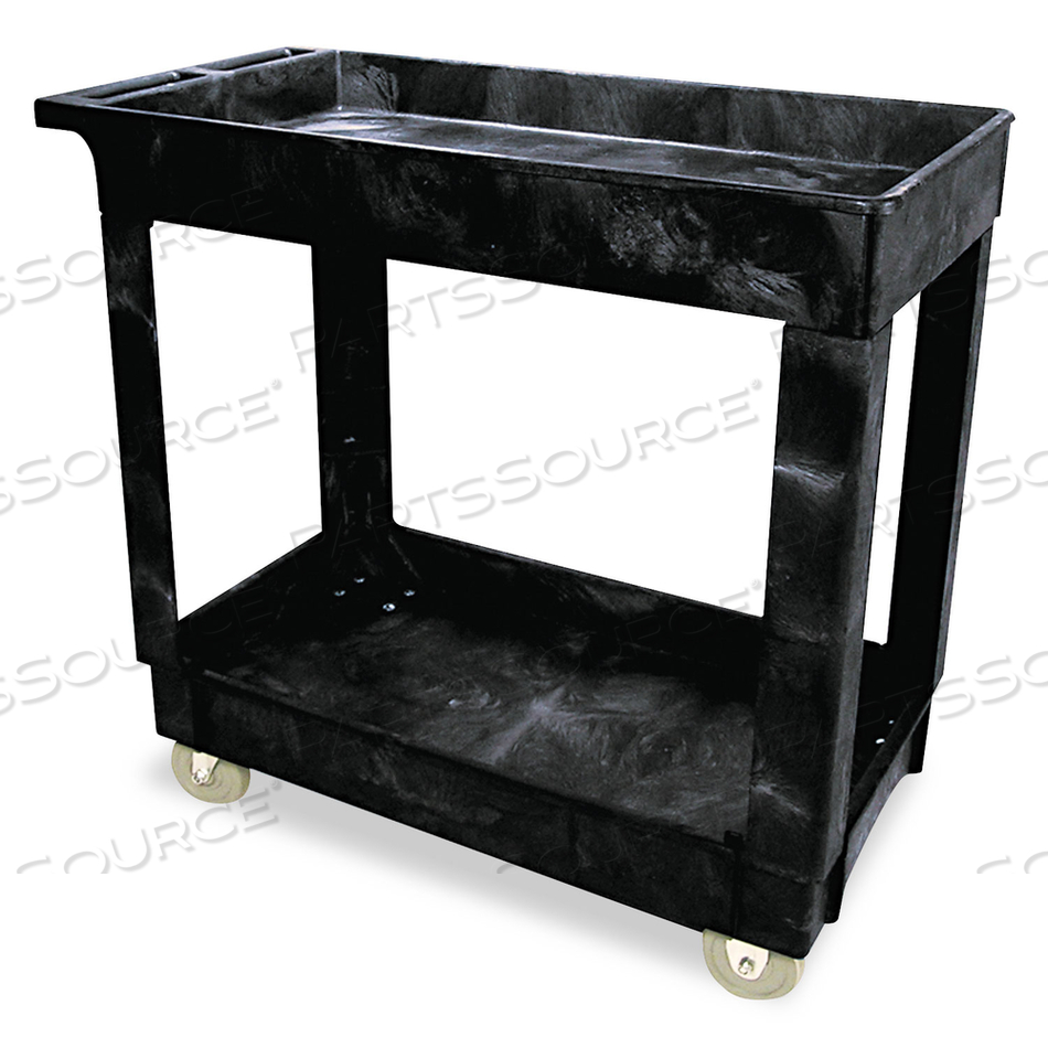 SERVICE/UTILITY CARTS, PLASTIC, 2 SHELVES, 500 LB CAPACITY, 34.13" X 17.38" X 32.38", BLACK by Rubbermaid Medical Division