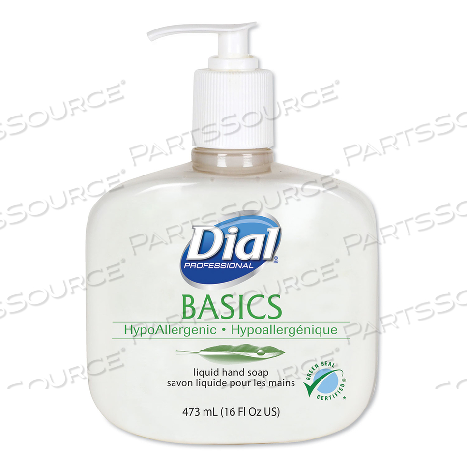 BASICS LIQUID HAND SOAP, FRESH FLORAL, 16 OZ PUMP, 12/CARTON 