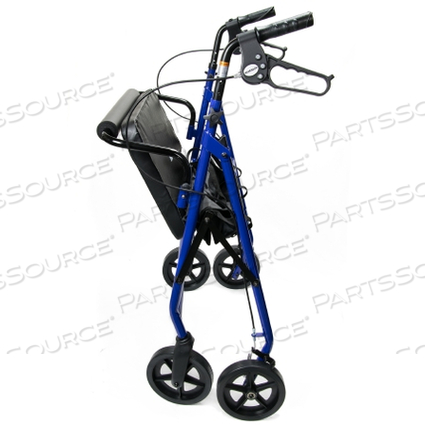 4-WHEEL BARIATRIC ROLLATOR, 8 IN. WHEEL, 37 - 39 IN. HANDLE, BLUE, 400 LBS, STEEL FRAME by McKesson 4-WHEEL BARIATRIC ROLLATOR, 8 IN. WHEEL, 37 - 39 IN. HANDLE, BLUE, 400 LBS, STEEL FRAME by McKesson