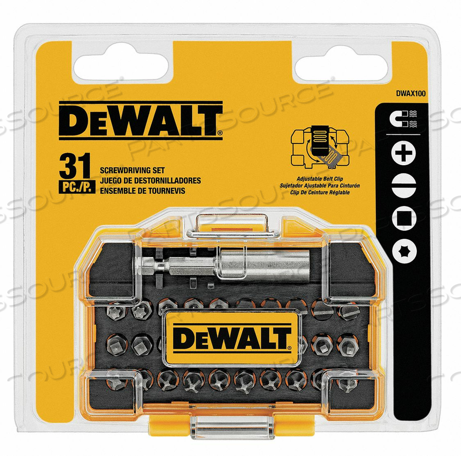 SCREWDRIVER BIT SET 31 PIECES 1/4 SHANK by DeWalt SCREWDRIVER BIT SET 31 PIECES 1/4 SHANK by DeWalt