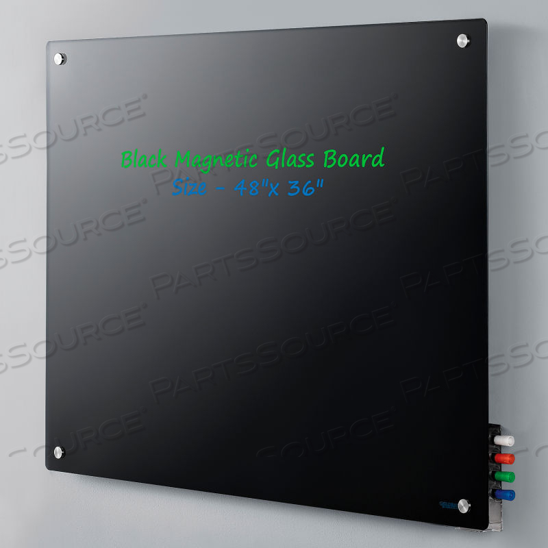 MAGNETIC GLASS DRY ERASE BOARD - 48 X 36" - BLACK by Approved Vendor