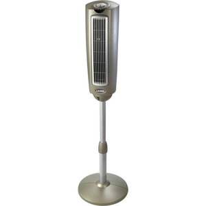 52" SPACE-SAVING OSCILLATING PEDESTAL TOWER FAN WITH REMOTE CONTROL, 110V, METALLIC by Lasko