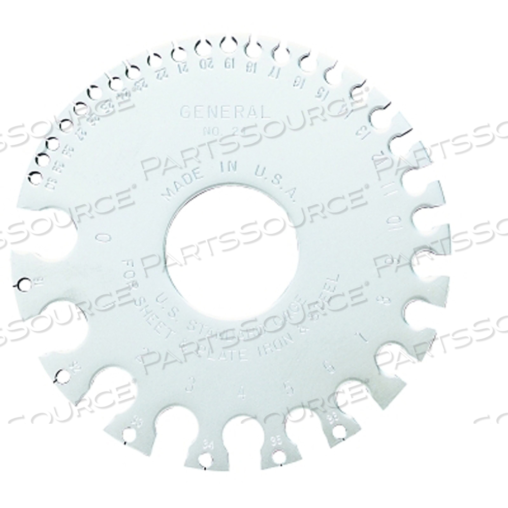 21 GENERAL TOOLS SHEET METAL GAUGE, US STANDARD, ROUND by General Tools & Instruments