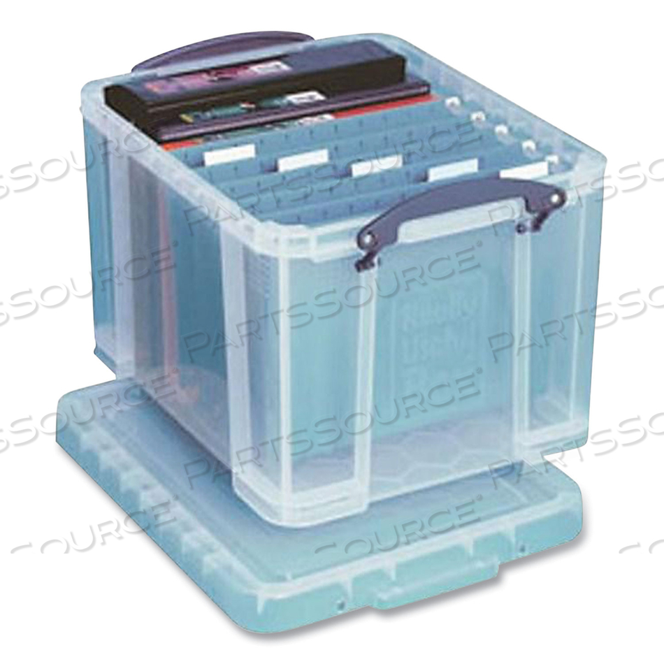 SNAP-LID STORAGE BIN, 8.45 GAL, 14" X 18" X 12.25", CLEAR/BLUE by Really Useful Box