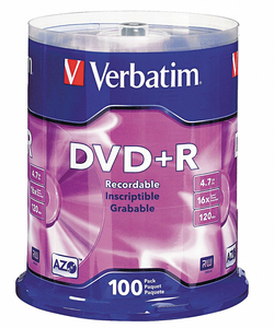 DVD+R DISC 4.70 GB 120 MIN 16X PK100 by Verbatim