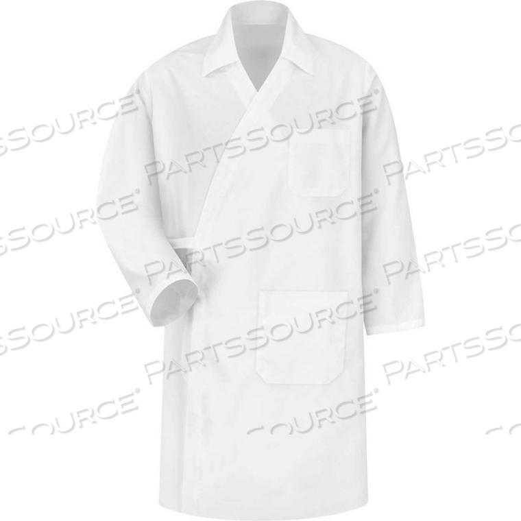 RED KAP COLLARLESS BUTCHER WRAP W/INTERIOR POCKETS, WHITE, POLYESTER/COMBED COTTON, XS by VF Imagewear, Inc.