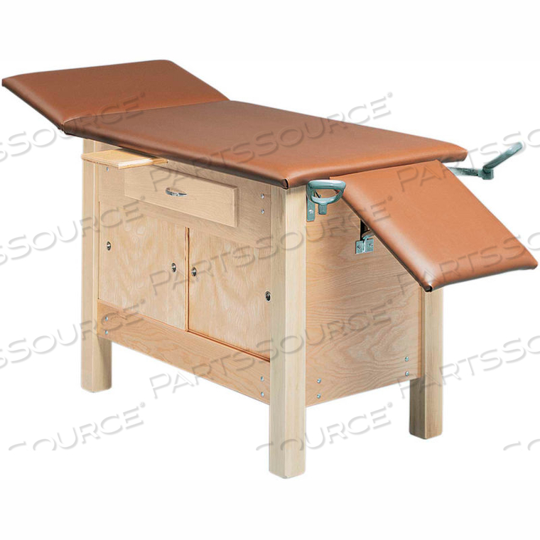 ENCLOSED WOODEN EXAM TABLE WITH 3-SECTION TOP AND DRAWER by Fabrication Enterprises