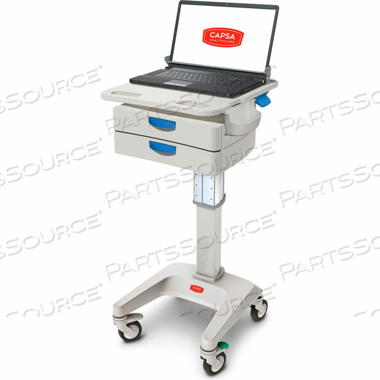 LX5 NON-POWERED LAPTOP CART, TWO 3" DRAWERS, 45 LBS. WEIGHT CAPACITY by Capsa Healthcare