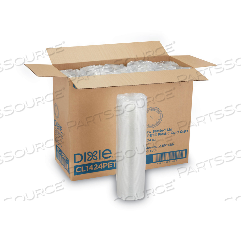 COLD DRINK CUP LIDS, FITS 16 OZ PLASTIC COLD CUPS, CLEAR, 100/SLEEVE, 10 SLEEVES/CARTON 