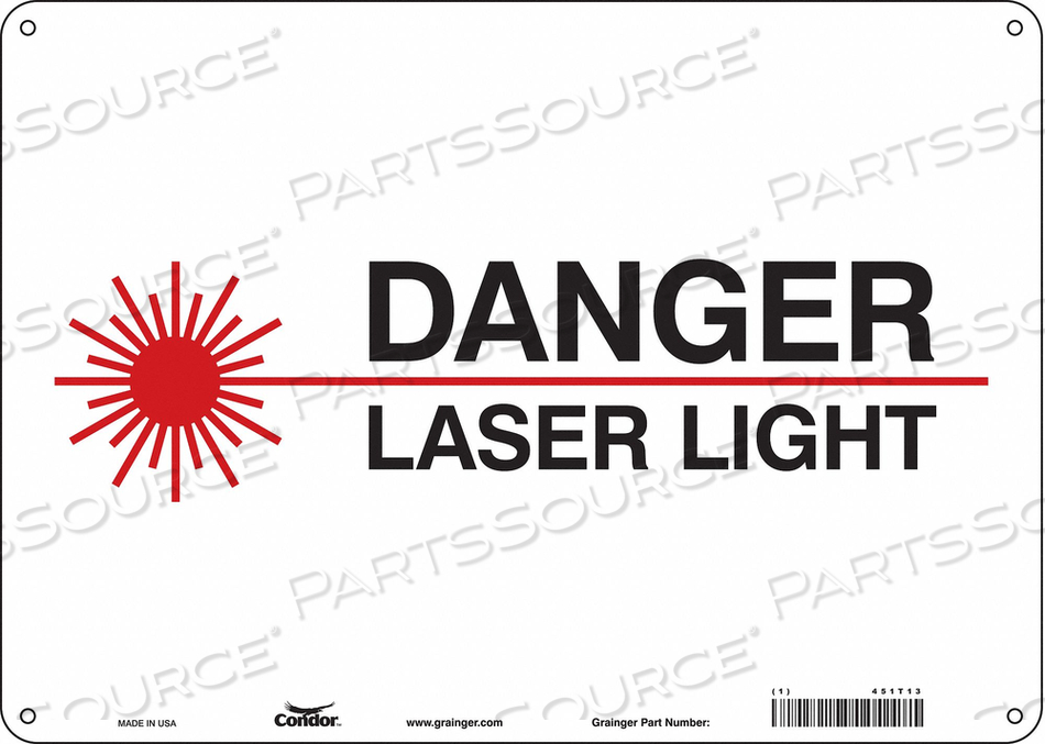 LASER WARNING SIGN, HORIZONTAL RECTANGLE, NUMBER OF PRINTED SIDES 1, ENGLISH, SIGN FORMAT OTHER FORMAT, SIGN LEGEND DANGER LASER LIGHT, SIGN by Condor LASER WARNING SIGN, HORIZONTAL RECTANGLE, NUMBER OF PRINTED SIDES 1, ENGLISH, SIGN FORMAT OTHER FORMAT, SIGN LEGEND DANGER LASER LIGHT, SIGN by Condor