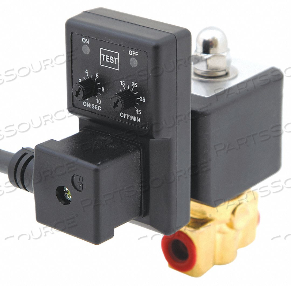 TIMED ELECTRIC AUTO DRAIN VALVE, PIPE SIZE 1/4 IN NPT, DRAIN SIZE 1/8 IN, DRAIN RATE 1 GPM, ADJUSTABLE DRAIN CYCLE 0.5 SEC TO 45 MIN, PURGE  by Speedaire