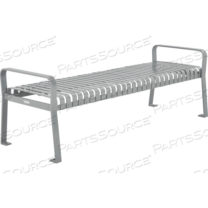 6 FT. OUTDOOR PARK BENCH WITHOUT BACK - STEEL SLAT - GRAY 