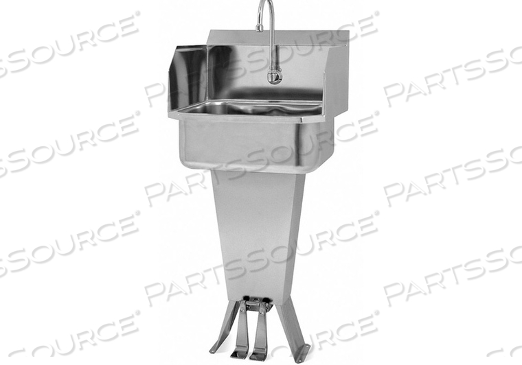 FLOOR MOUNT SINK WITH DOUBLE FOOT PEDAL VALVE AND SIDE SPLASH GUARDS by Sani-Lav FLOOR MOUNT SINK WITH DOUBLE FOOT PEDAL VALVE AND SIDE SPLASH GUARDS by Sani-Lav
