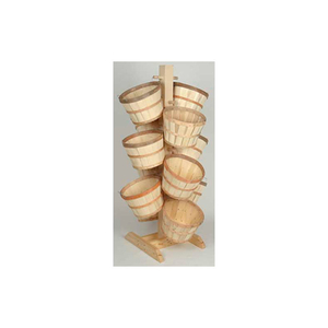 WOOD POLE RACK 66-1/4"H X 24"W X 24"D WITH (12) 1/2 PECK BASKETS - NATURAL by Texas Basket Co.