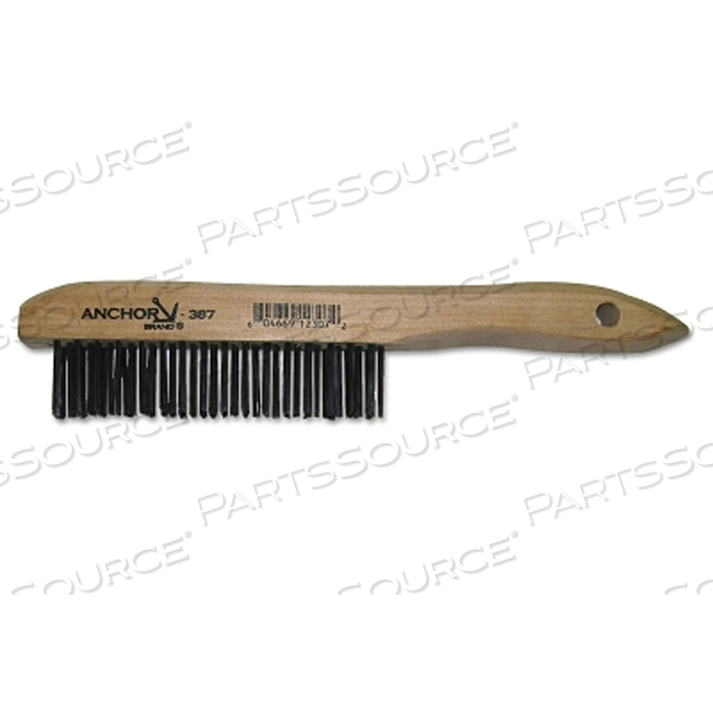 HAND SCRATCH BRUSH, 4 X 16 ROWS, CARBON STEEL BRISTLES, SHOE WOOD HANDLE by Anchor HAND SCRATCH BRUSH, 4 X 16 ROWS, CARBON STEEL BRISTLES, SHOE WOOD HANDLE by Anchor