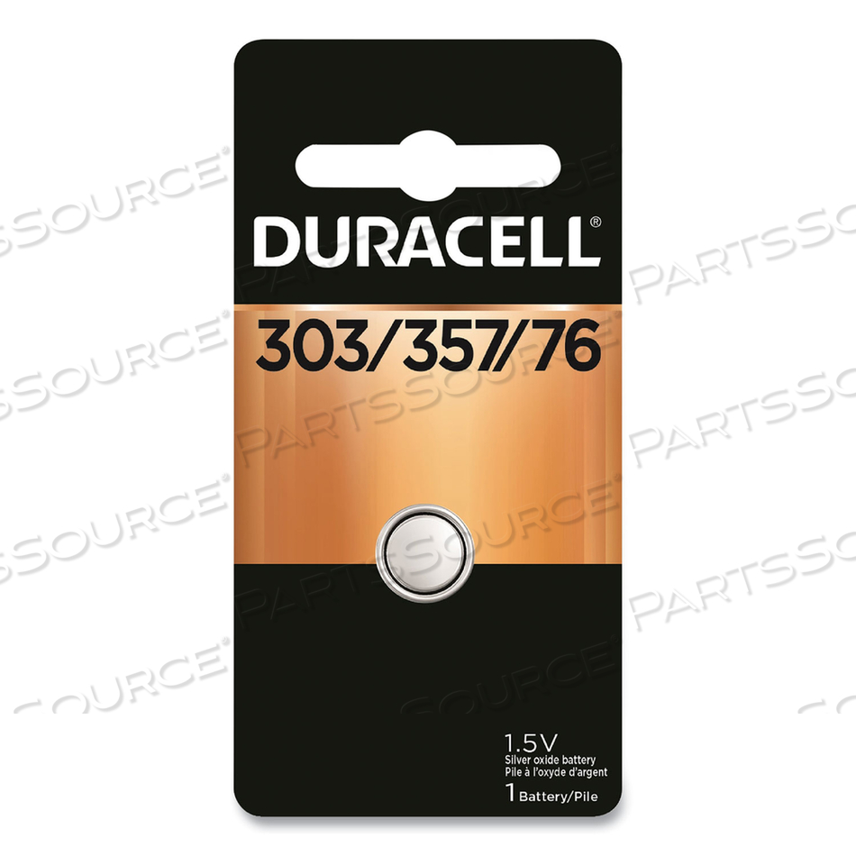 BATTERY, DISPOSABLE, SILVER OXIDE, 1.5V, SIZE: 303/357 by Duracell