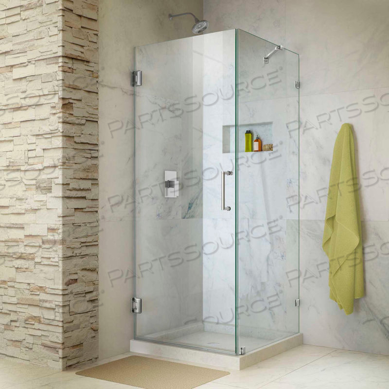 RADIANCE 30" X 30" FRAMELESS HINGED SHOWER ENCLOSURE CHROME FINISH 